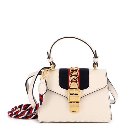 gucci white sylvie bag top handle|gucci sylvie bag history.